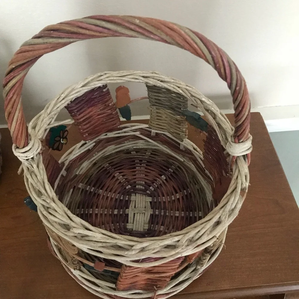 Rare 1960’s Tropical Wicker Parrot Handmade Basket